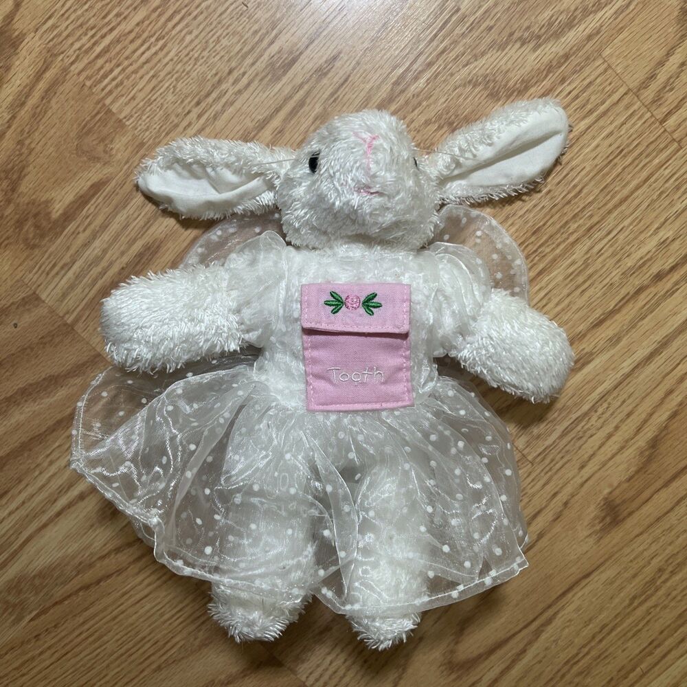 Vintage 2002 Tooth Fairy Bunny Lamb White Plush Pocket Woodsons Designs Girl Y2K